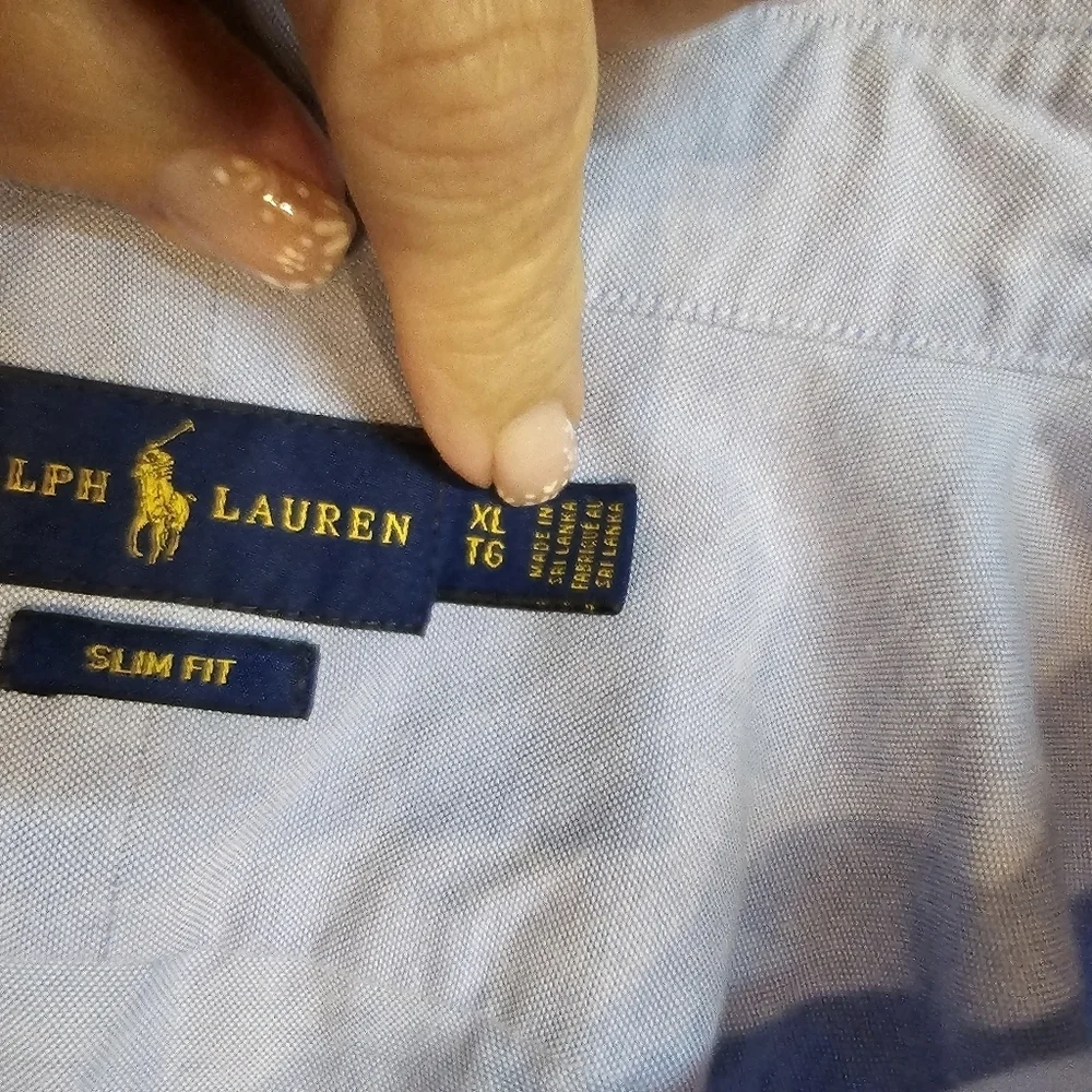 Ralph Lauren Men’s XL Slim Fit Short Sleeve Oxford Shirt Light Blue Pony Logo